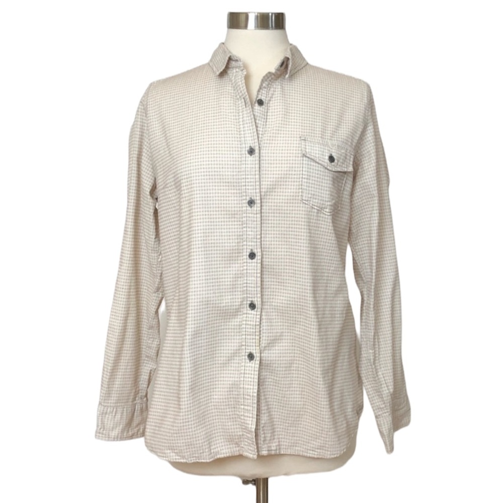 Woolrich British Tan Checkered Woman’s Button Down Cotton Shirt